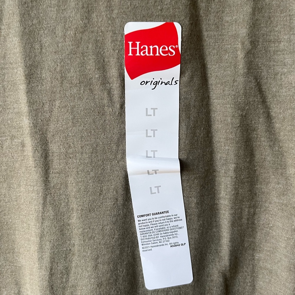 HANES LARGE TALL T SHIRT GREEN NWT - Picture 5 of 5
